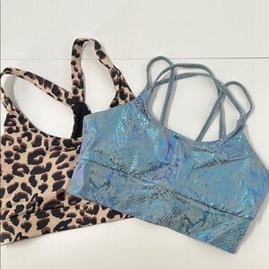 Flex it Pink Leopard and Blue Women's Sports Bras